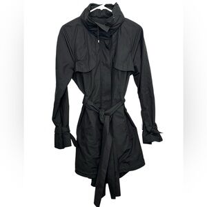 COLE HAAN Black Trench Coat Nike Era Collector Classic Belted Holiday Party